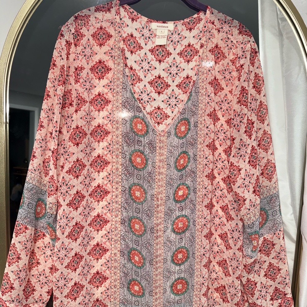 Sundance Pink and Red Patterned Blouse